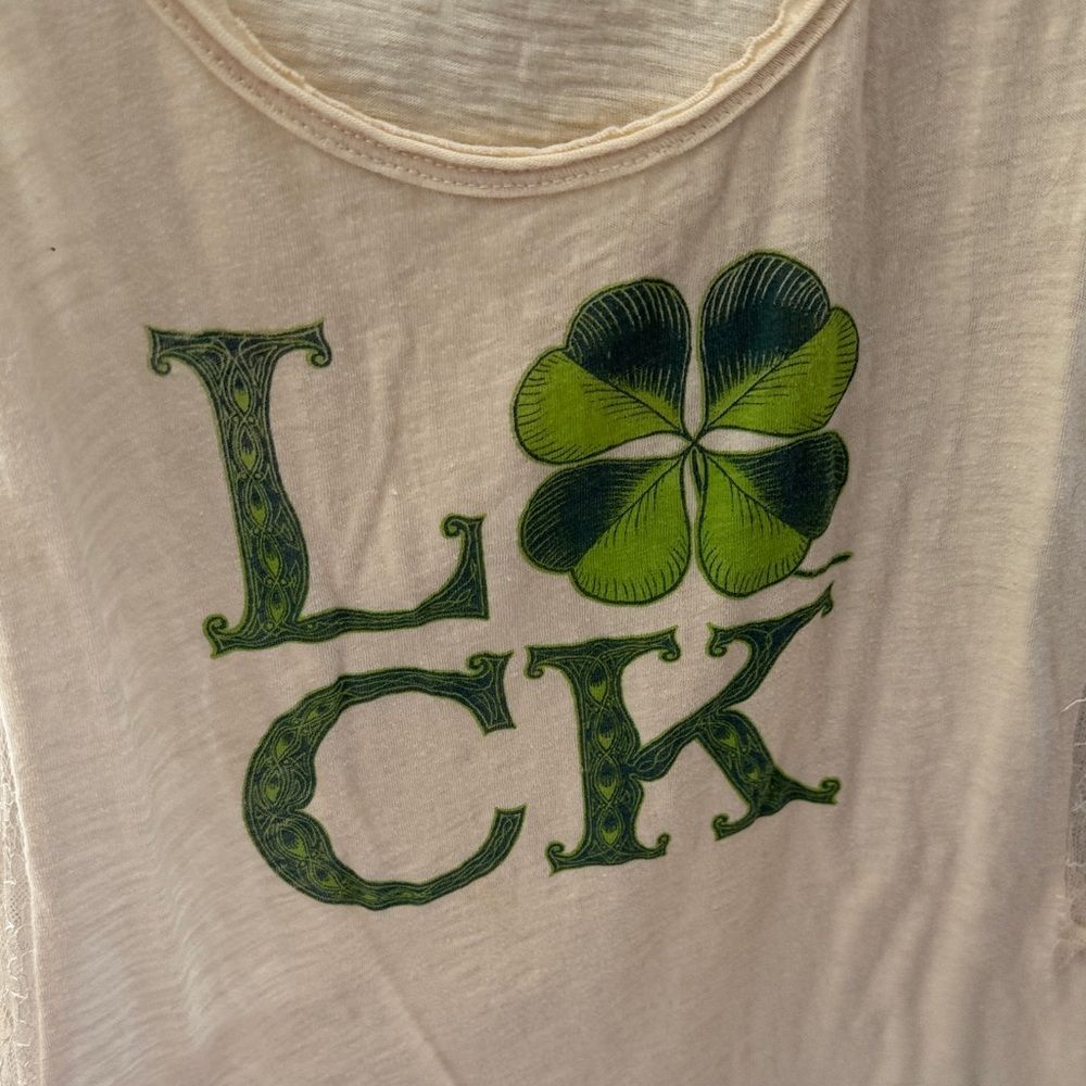 Others Follow Cream Tank Top with Green Clover Lace on sides and back. Worn once - Picture 3 of 5